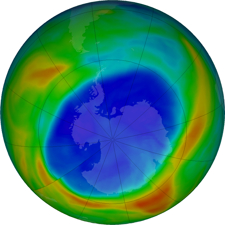 Antarctic ozone map for 06 September 2016
